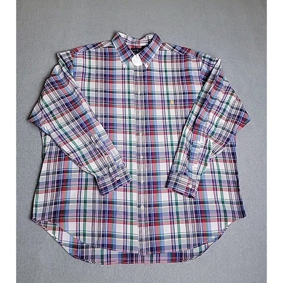Ralph Lauren Other - Ralph Lauren Shirt Mens 3XLB Big Button Blue Red Plaid Classic Preppy Dad Cotton